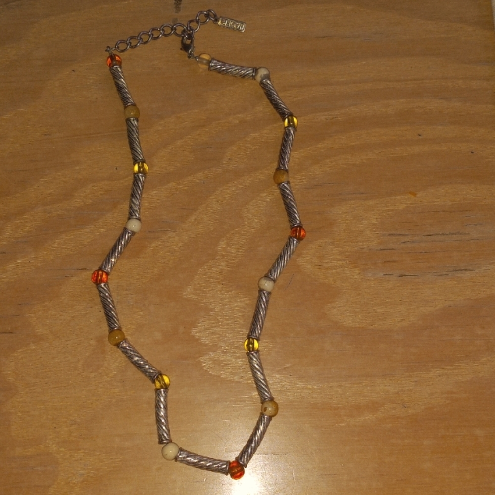 Vintage Princess Napier Silver Tone Beaded Necklace 16" long